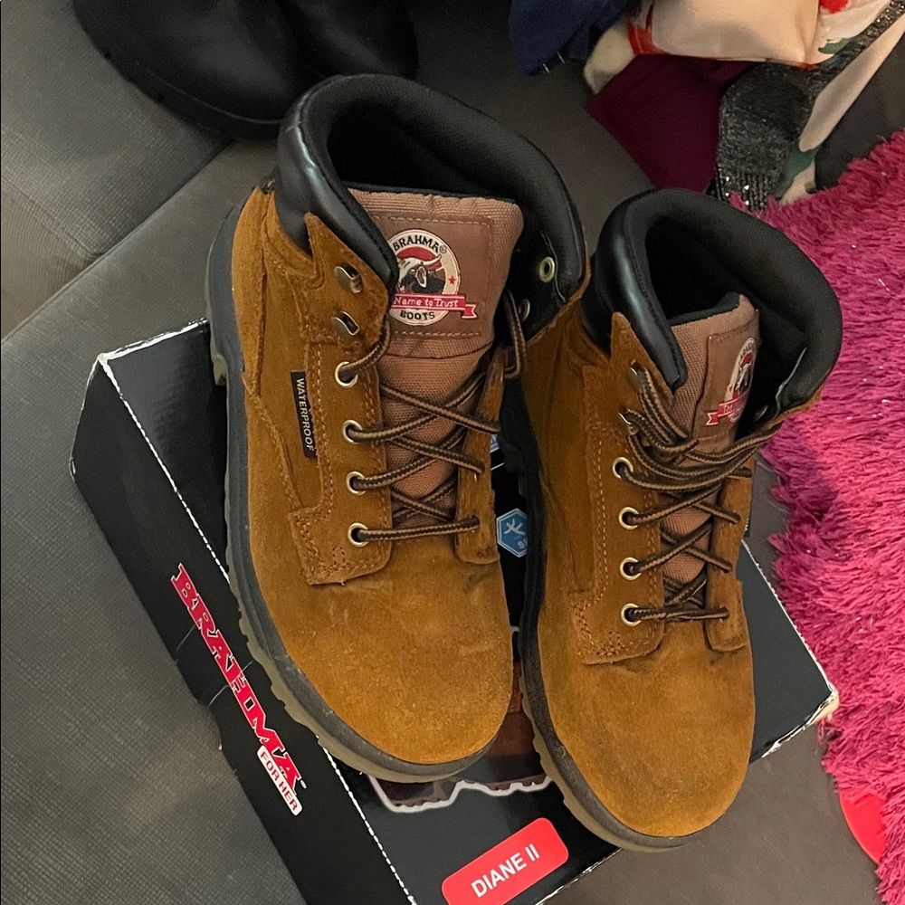 Brahma Brown and Black Work Boots with Padded Collar